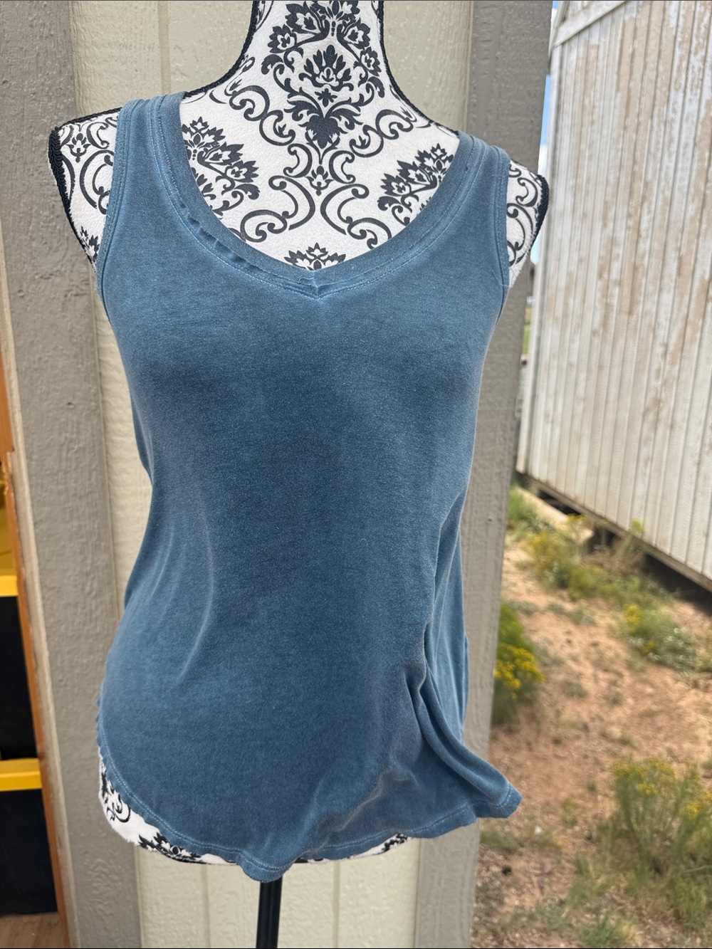 Washed Teal V-Neck Women's Tank Top